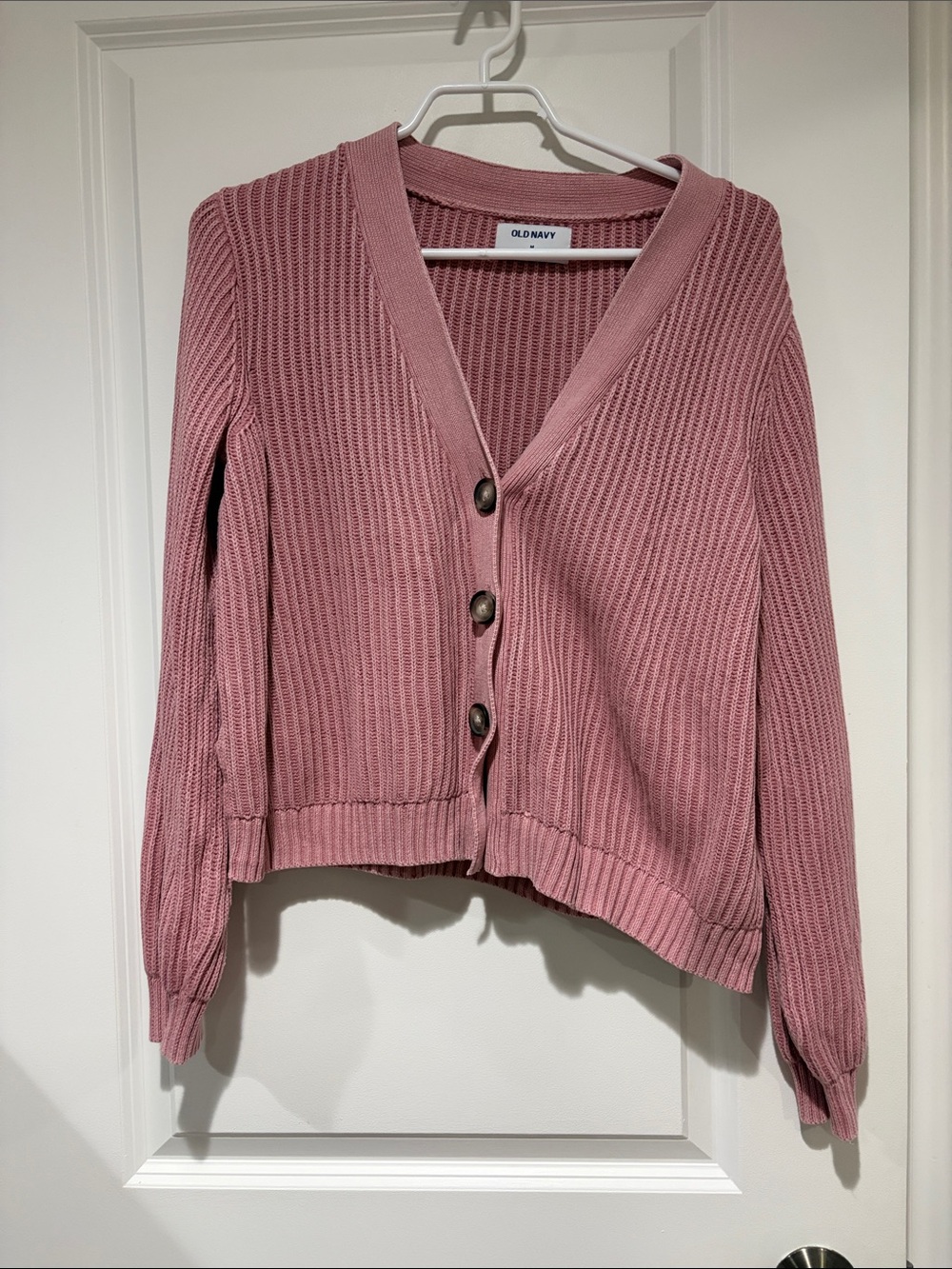 Old Navy Dusty Rose Ribbed Button-Up Women's Cardigan